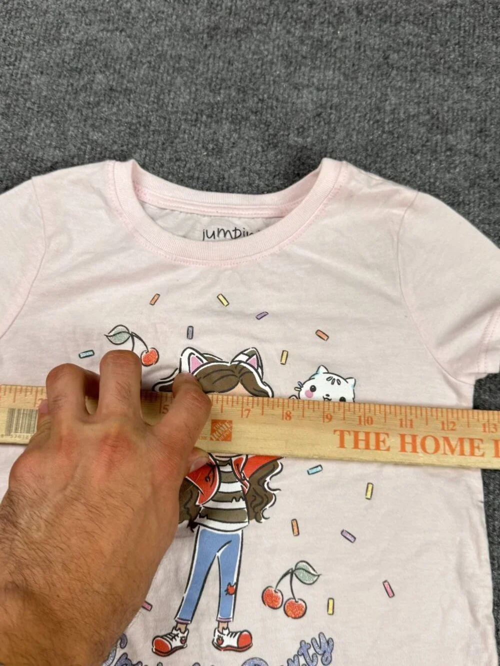 Jumping Beans Gabby's Dollhouse Girls Size 6 T-Shirt Pink Sprinkle Party Stains